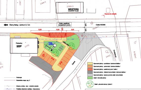 nové okno - odkaz na súbor PDF Náhľad situácie riešenia - zastávka a občianska vybavenosť - Dobroč